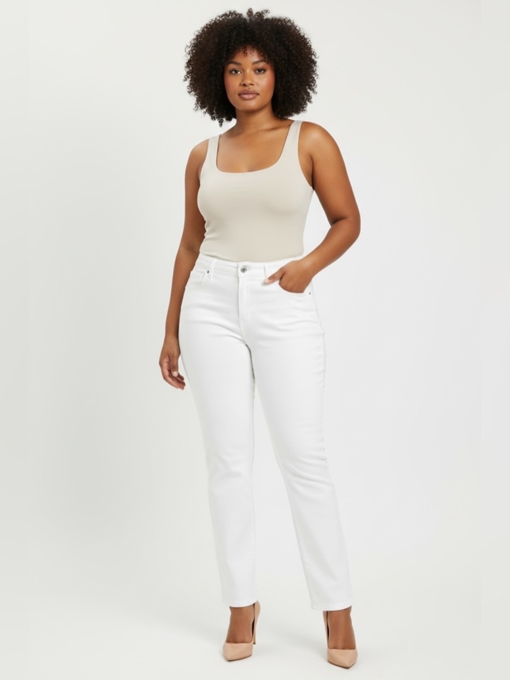 Dana Buchman White Pants Size 14 Stretch Mid Rise Straight Leg